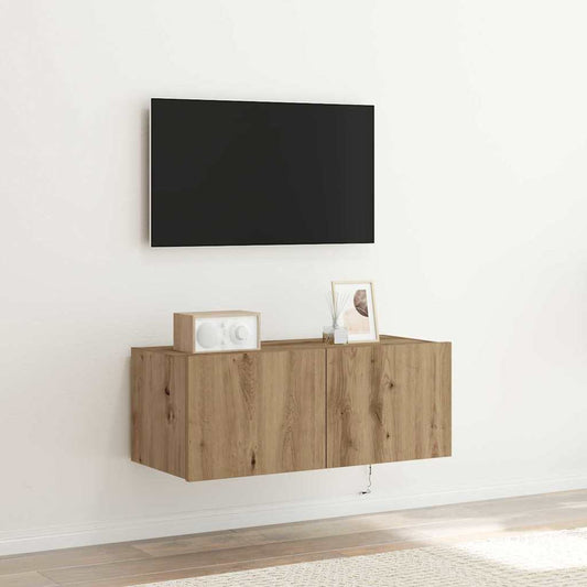 Mobile TV da parete rovere artigianale 80 x 35 x 31 cm