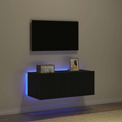 Mobile TV da parete Rovere Nero 80 x 35 x 31 cm