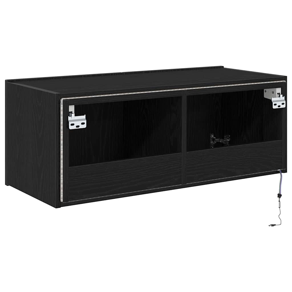 Mobile TV da parete 80 x 35 x 31 cm Rovere Nero