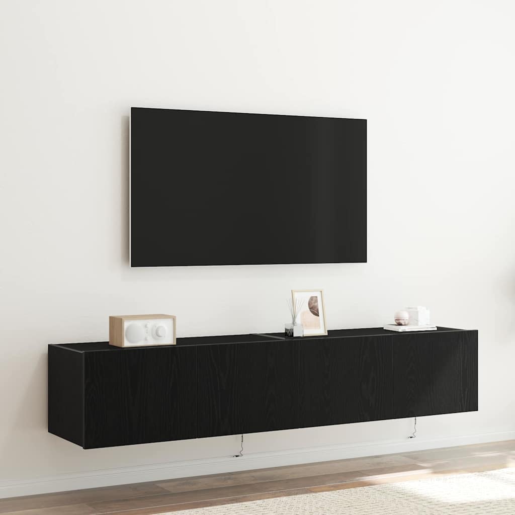 Mobile TV da parete 2 pcs Rovere Nero 80 x 35 x 31 cm