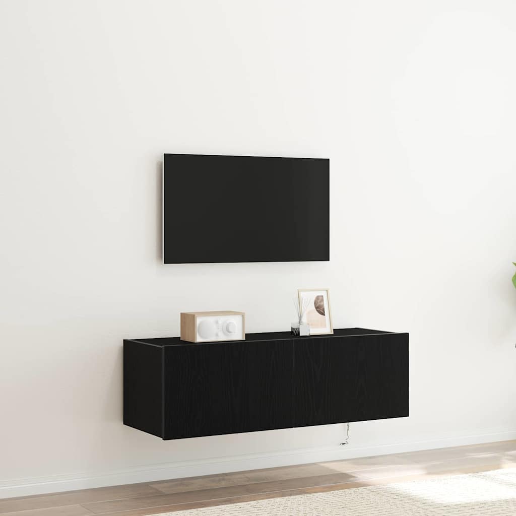 Mobile TV da parete Rovere nero 100 x 35 x 31 cm