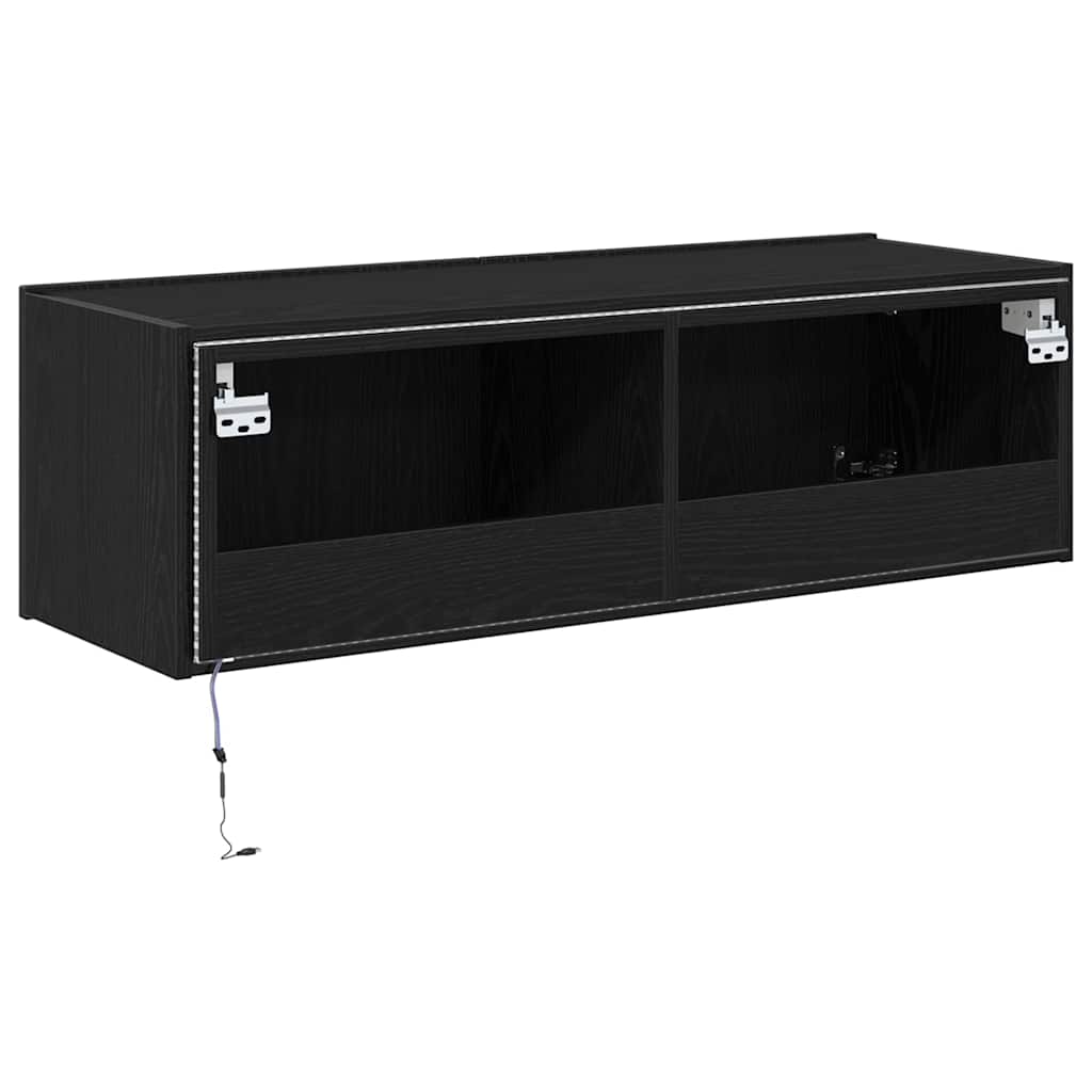 Mobile TV da parete con LED 2 pcs Rovere Nero 100 x 35 x 31 cm | homemem39