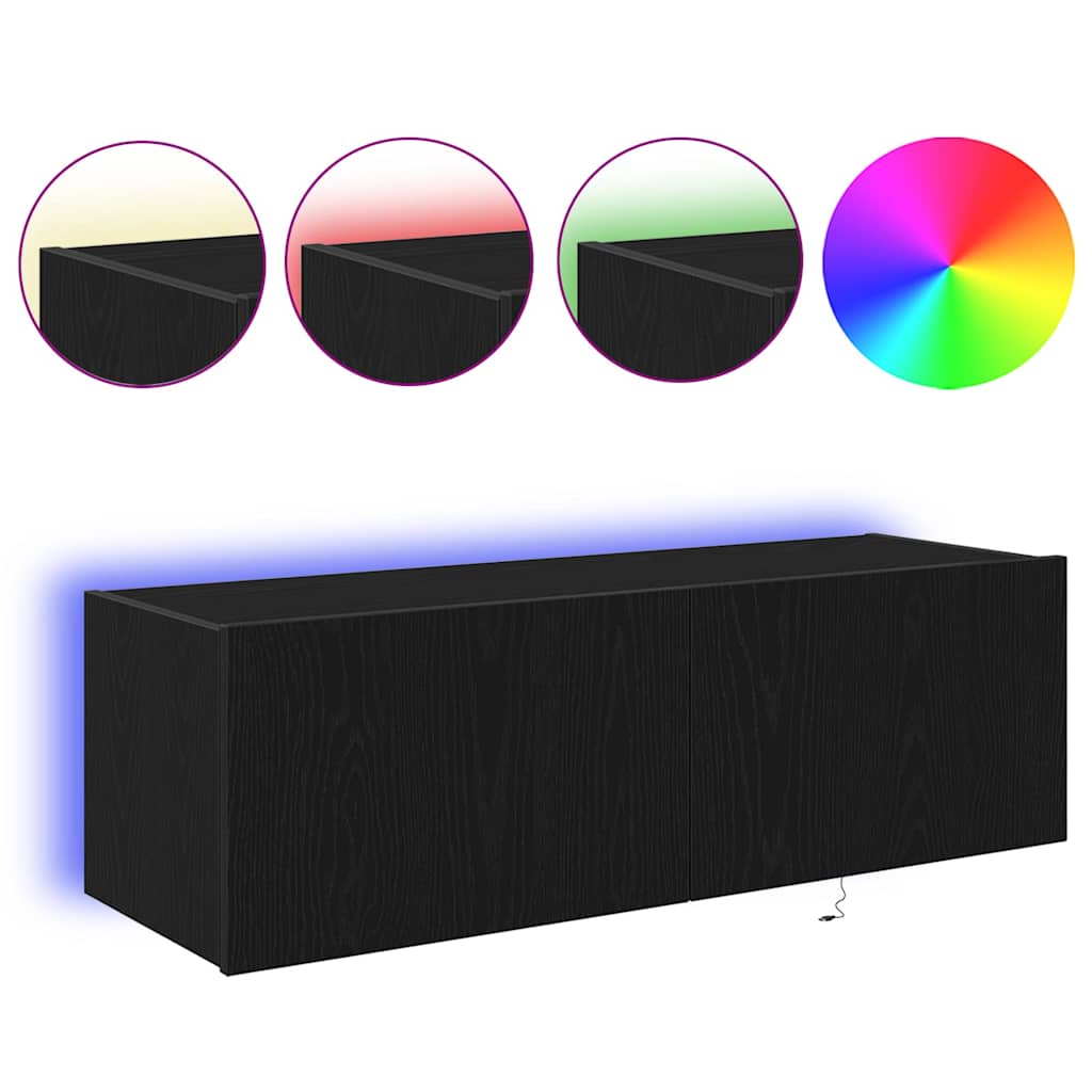 Mobile TV da parete Rovere nero 100 x 35 x 31 cm