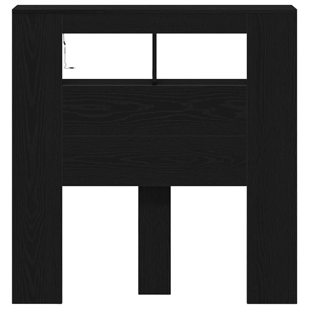 Testiera LED con lo scaffale Rovere nero 100 x 18.5 x 103.5 cm