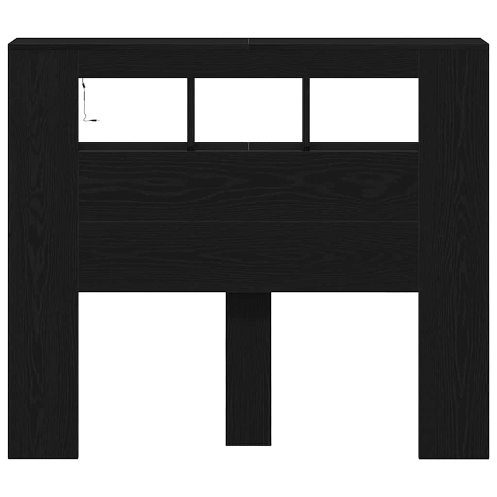 Testiera LED con lo scaffale Rovere nero 120 x 18.5 x 103.5 cm