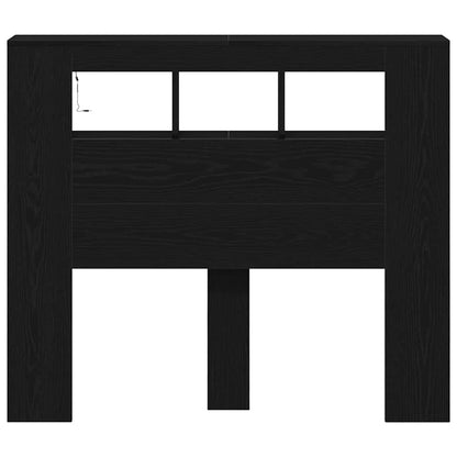 Testiera LED con lo scaffale Rovere nero 120 x 18.5 x 103.5 cm