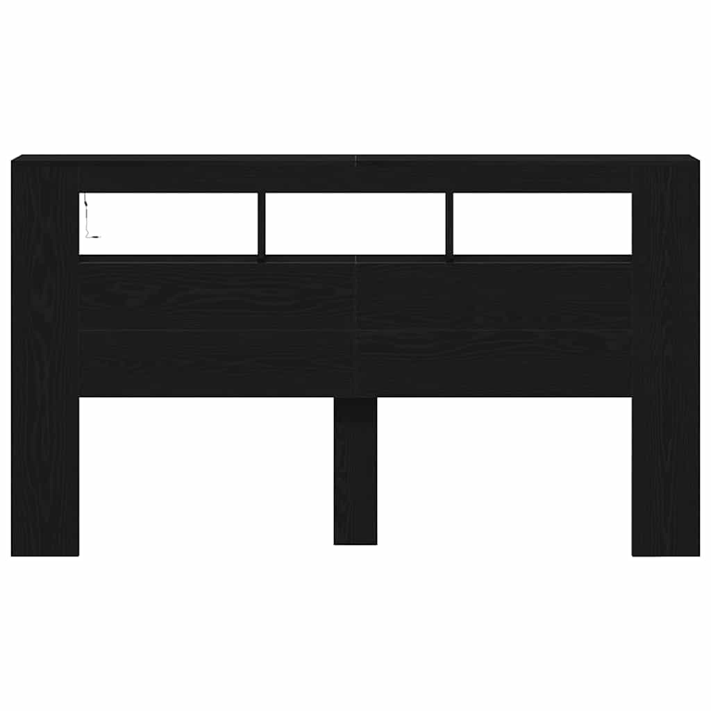 Testiera LED con lo scaffale Rovere nero 180 x 18.5 x 103.5 cm