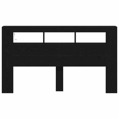 Testiera LED con lo scaffale Rovere nero 180 x 18.5 x 103.5 cm