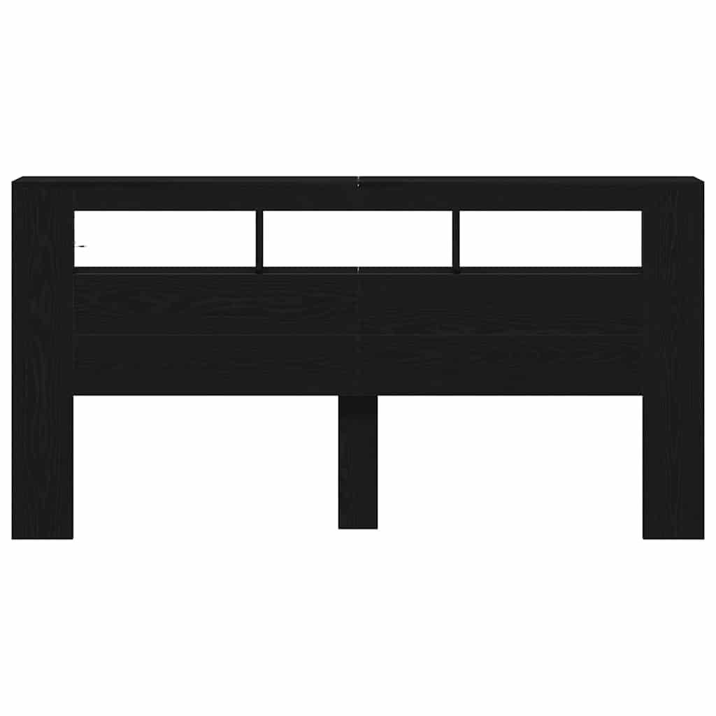 Testiera LED con lo scaffale Rovere nero 200 x 18.5 x 103.5 cm