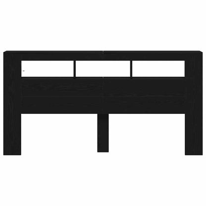 Testiera LED con lo scaffale Rovere nero 200 x 18.5 x 103.5 cm