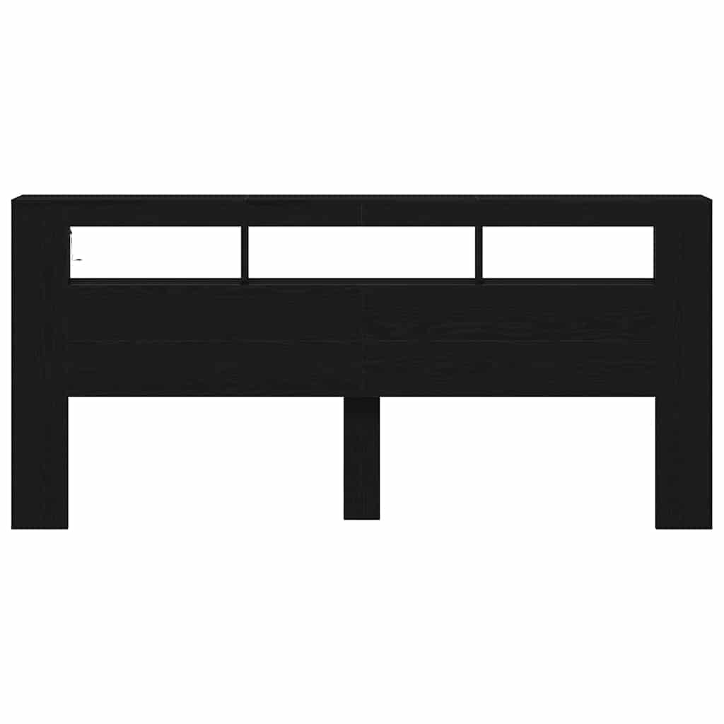 Testiera LED con lo scaffale Rovere nero 220 x 18.5 x 103.5 cm