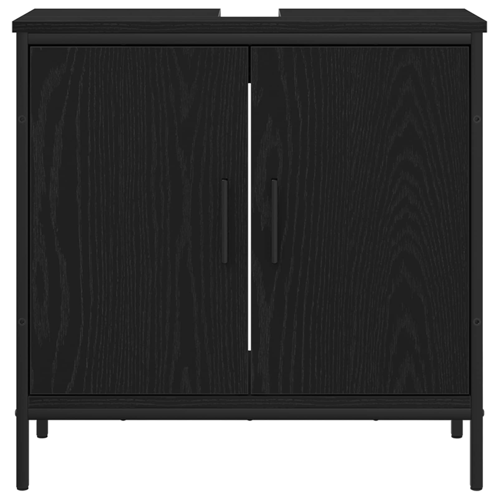 Armadio per Lavabo da Bagno Rovere Nero 60 x 30 x 60 cm | homemem39