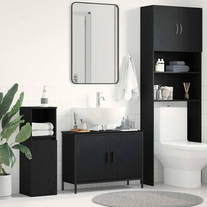 Armadio per Lavabo da Bagno Rovere Nero 80 x 30 x 60 cm | homemem39