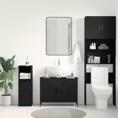 Armadio per Lavabo da Bagno Rovere Nero 80 x 30 x 60 cm | homemem39