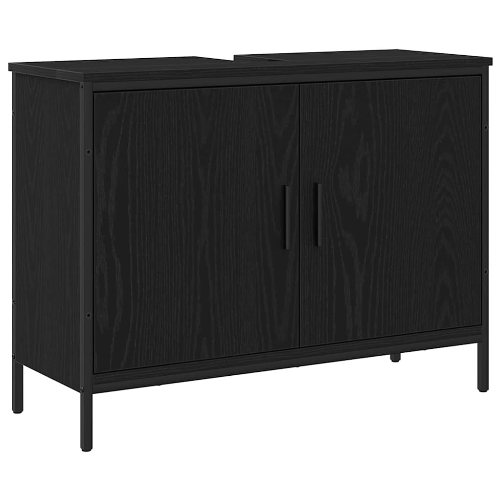 Armadio per Lavabo da Bagno Rovere Nero 80 x 30 x 60 cm | homemem39