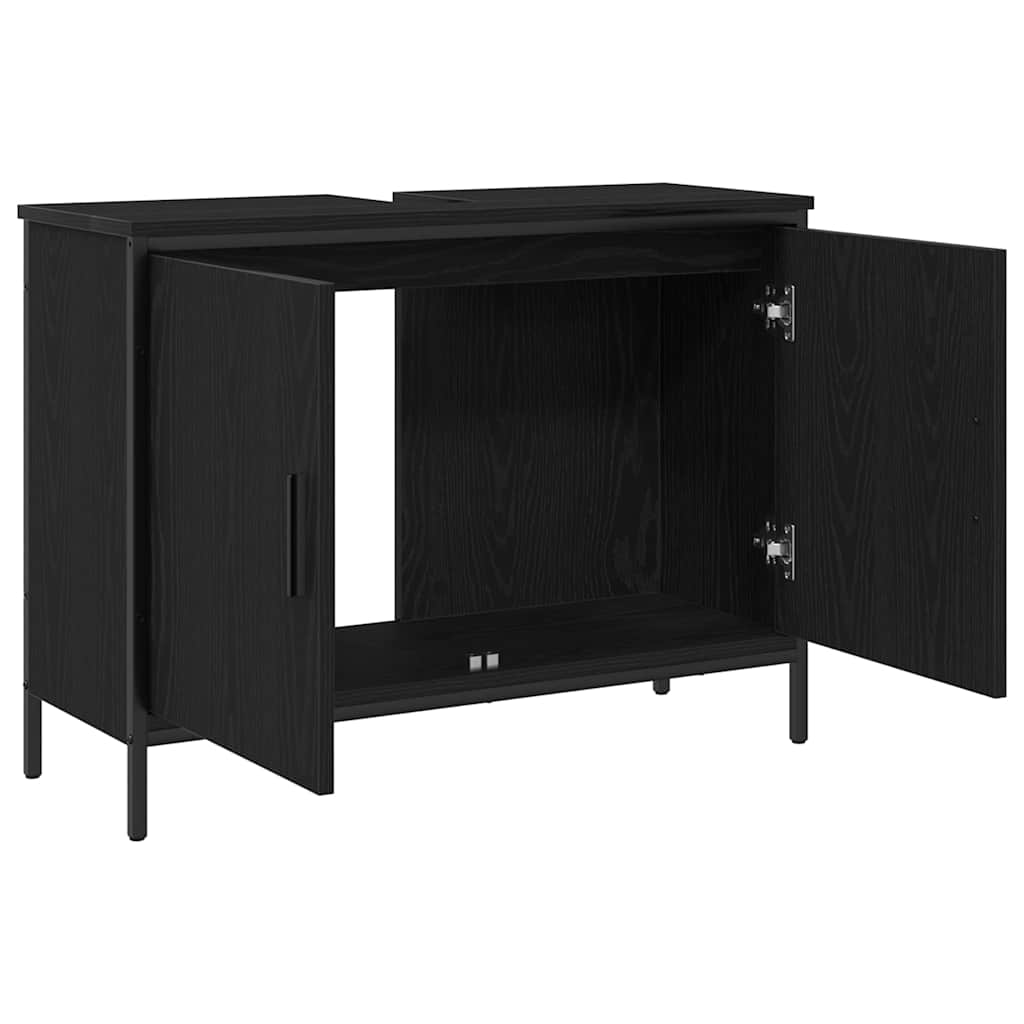 Armadio per Lavabo da Bagno Rovere Nero 80 x 30 x 60 cm | homemem39