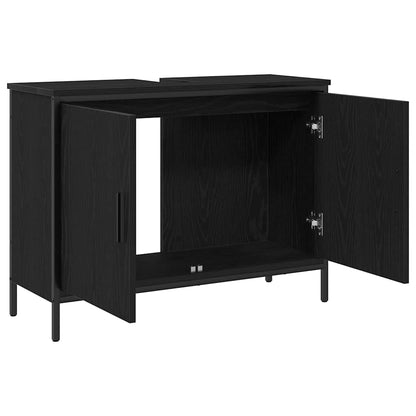 Armadio per Lavabo da Bagno Rovere Nero 80 x 30 x 60 cm | homemem39