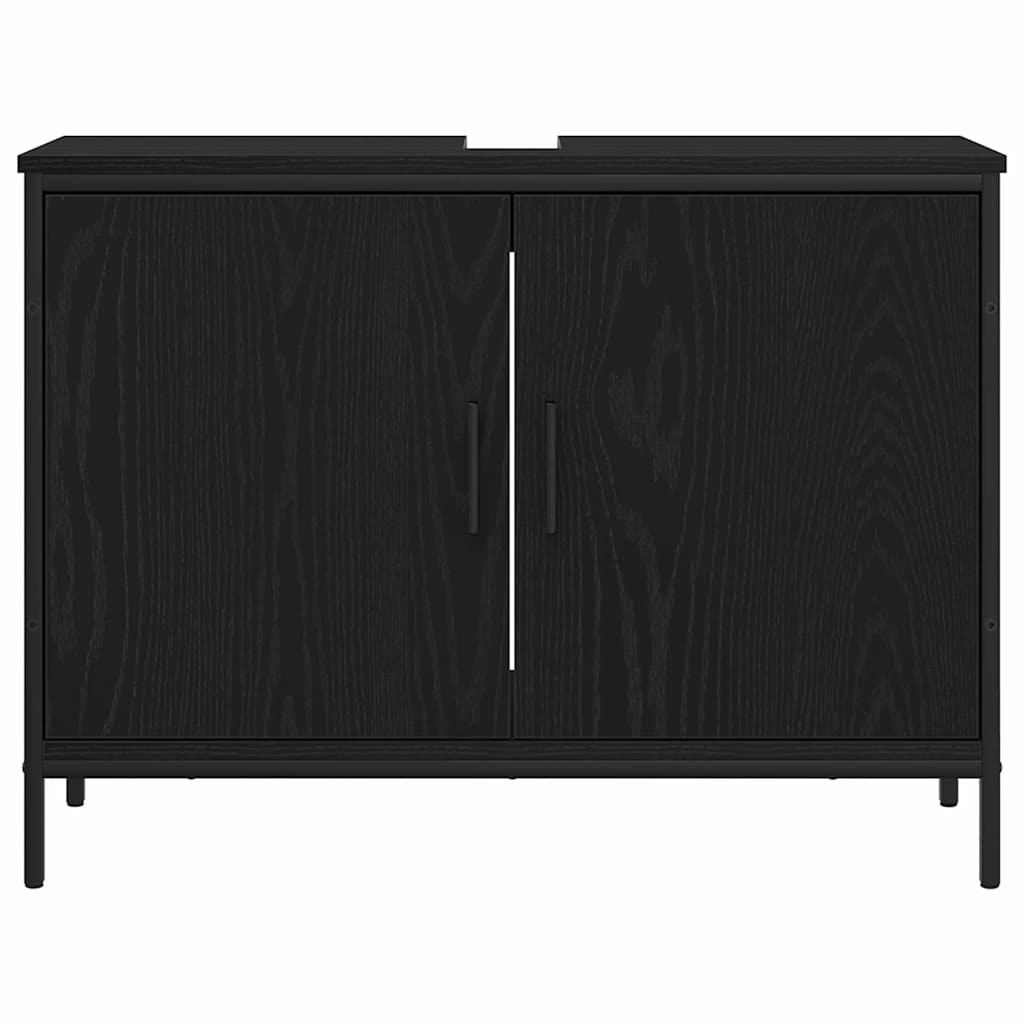 Armadio per Lavabo da Bagno Rovere Nero 80 x 30 x 60 cm | homemem39
