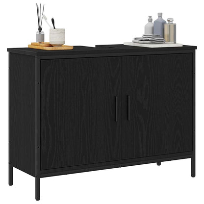 Armadio per Lavabo da Bagno Rovere Nero 80 x 30 x 60 cm | homemem39