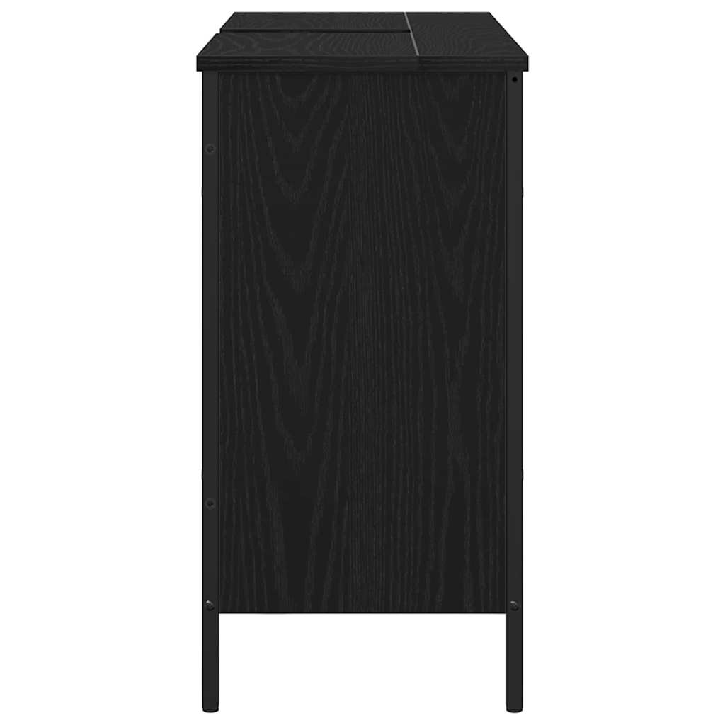 Armadio per Lavabo da Bagno Rovere Nero 80 x 30 x 60 cm | homemem39
