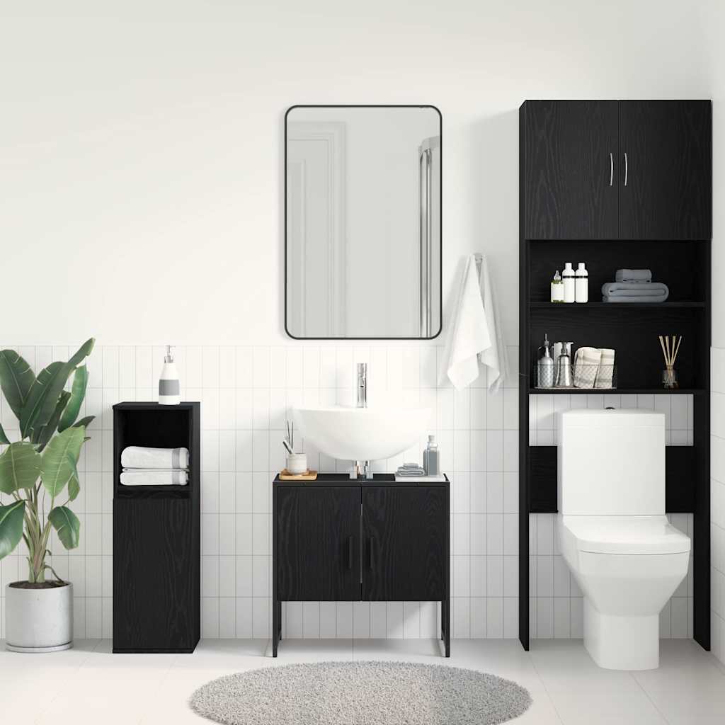Armadio per Lavabo da Bagno Rovere Nero 60 x 30 x 60 cm | homemem39