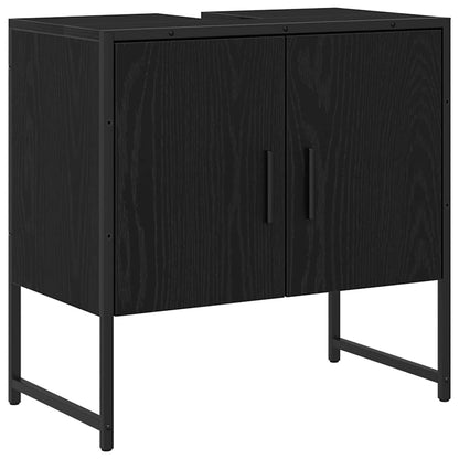 Armadio per Lavabo da Bagno Rovere Nero 60 x 30 x 60 cm