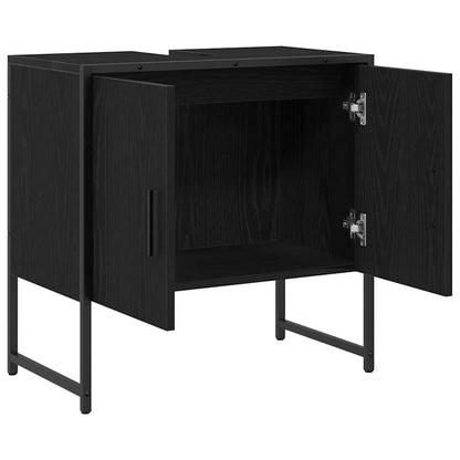 Armadio per Lavabo da Bagno Rovere Nero 60 x 30 x 60 cm