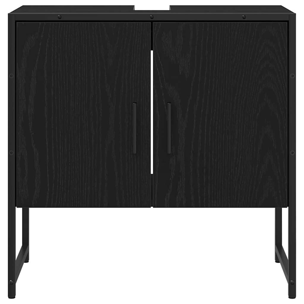 Armadio per Lavabo da Bagno Rovere Nero 60 x 30 x 60 cm