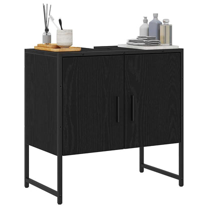 Armadio per Lavabo da Bagno Rovere Nero 60 x 30 x 60 cm