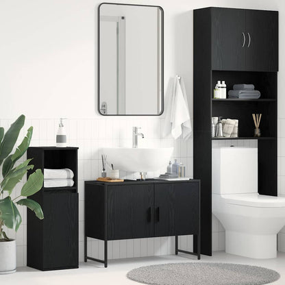 Armadio per Lavabo da Bagno Rovere Nero 80 x 30 x 60 cm | homemem39
