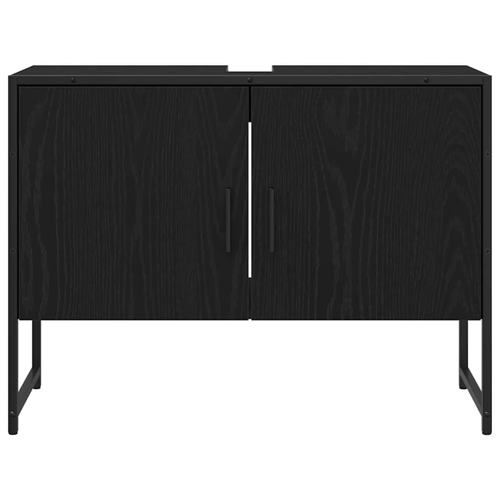 Armadio per Lavabo da Bagno Rovere Nero 80 x 30 x 60 cm | homemem39