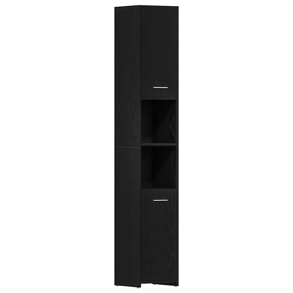 Mobile da Bagno Rovere Nero 30x30x183,5 cm in Truciolato | homemem39