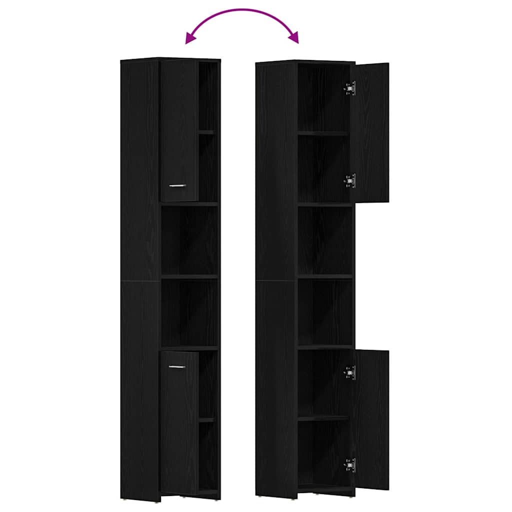 Mobile da Bagno Rovere Nero 30x30x183,5 cm in Truciolato | homemem39