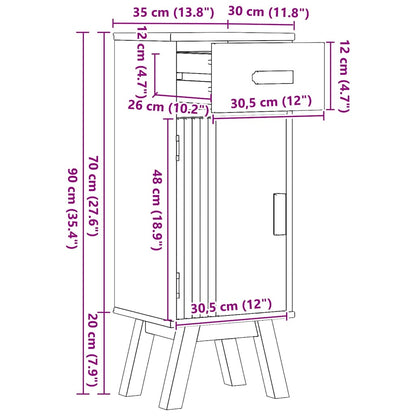 Mobile da Bagno con lo scaffale Olden Marrone 35 x 30 x 90 cm