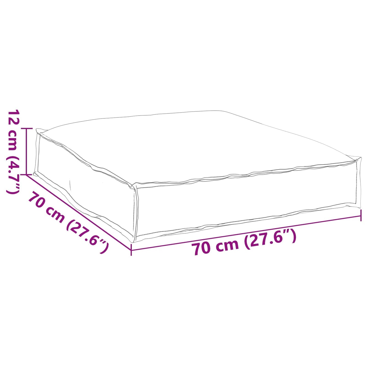Cuscino Antracite 70 x 70 x 12 cm Tessuto Oxford | homemem39