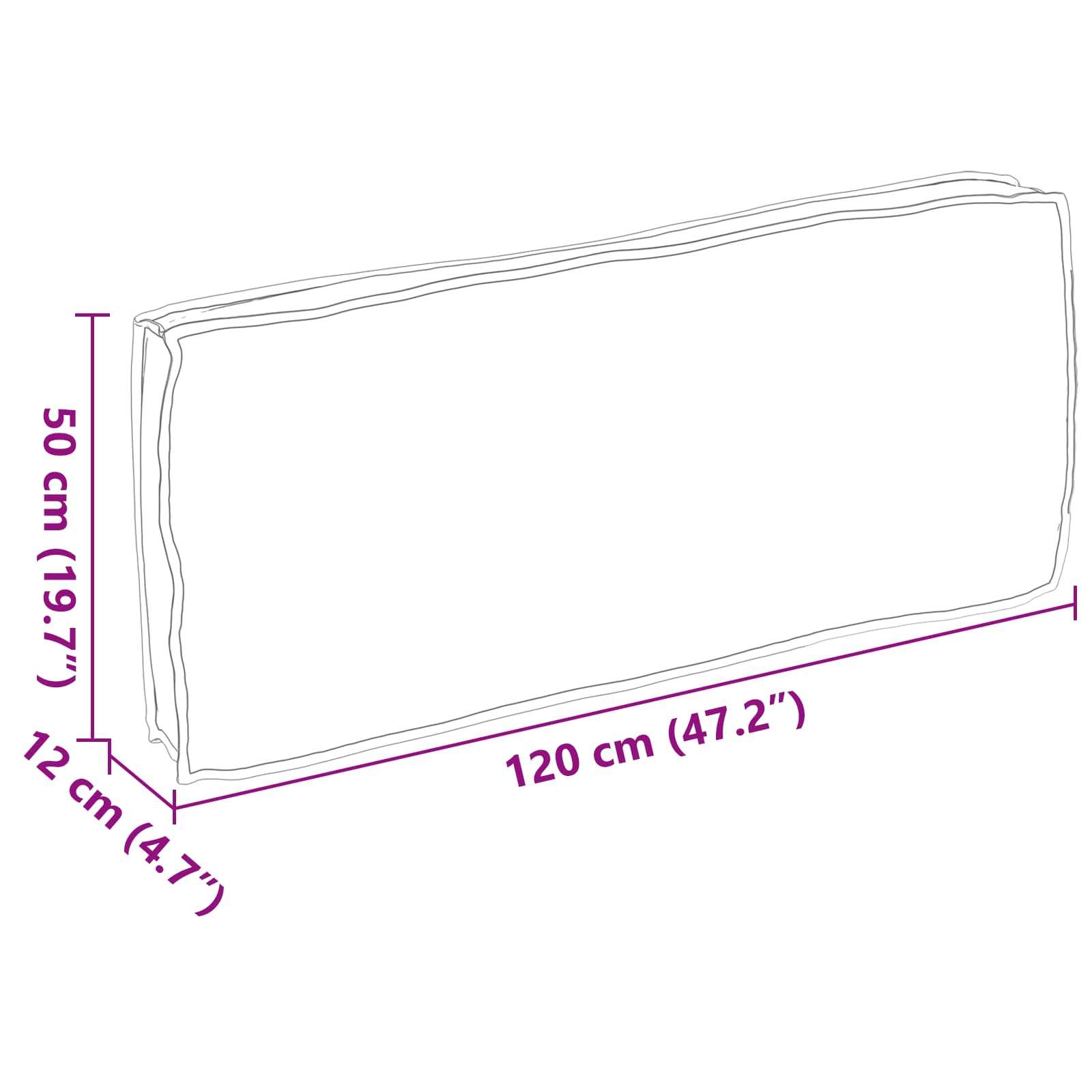 Cuscino Crema 120 x 50 x 12 cm Tessuto Oxford | homemem39