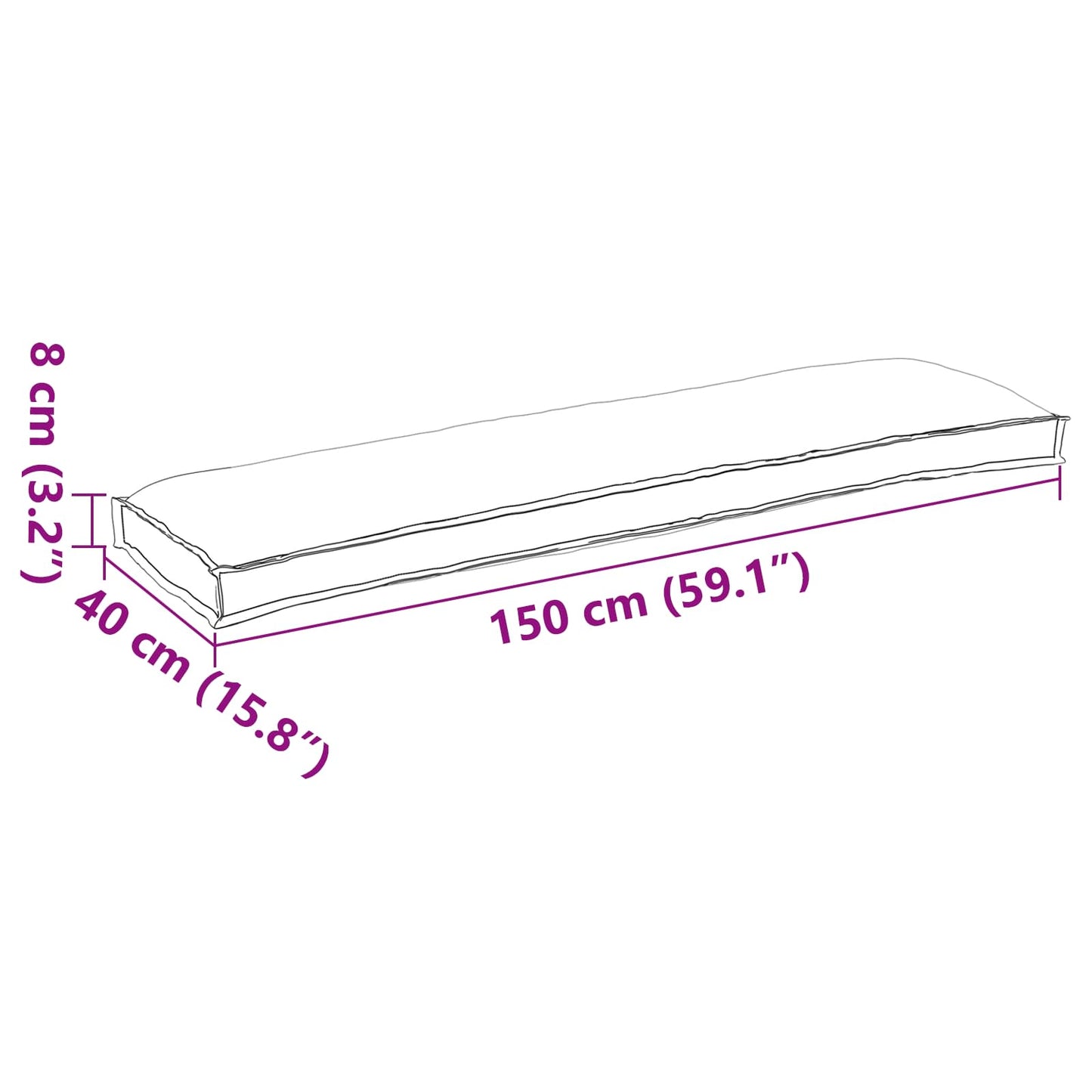 Set di Cuscini per Pallet 2 pcs Antracite 150 x 40 x 8 cm | homemem39