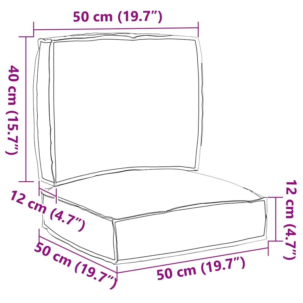 Set di Cuscini per Pallet Tessuto Oxford Beige 50 x 50 x 12 cm | homemem39