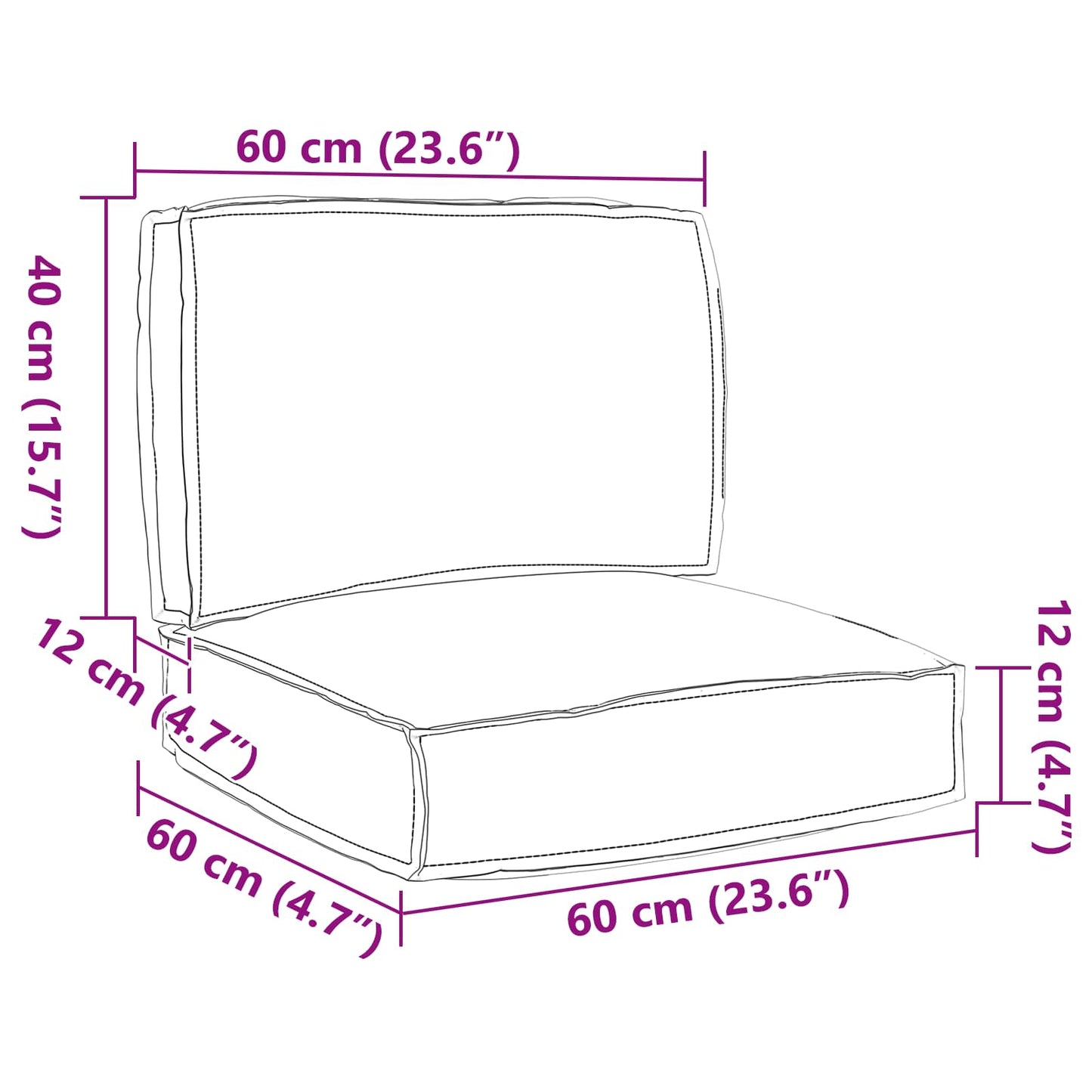Set di Cuscini per Pallet 2 pcs Antracite Tessuto Oxford | homemem39