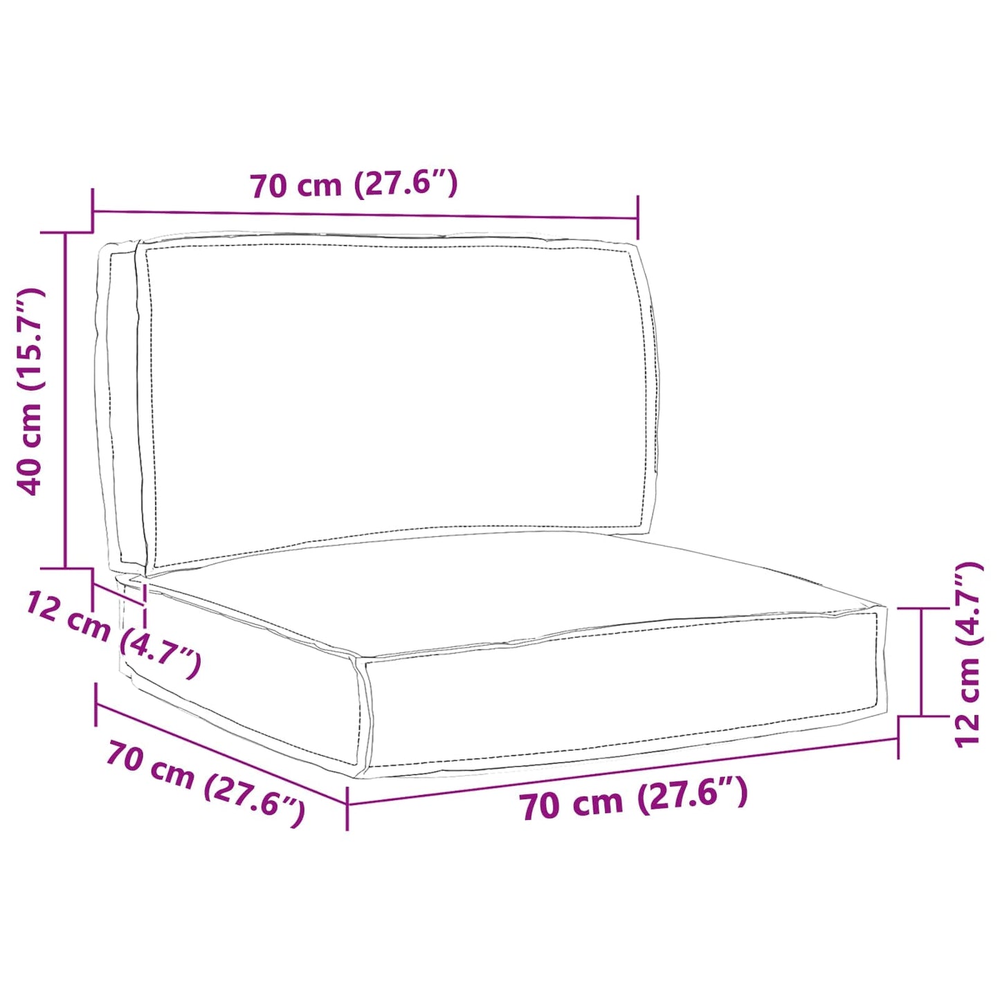 Set di Cuscini per Pallet 2 pcs Nero Tessuto Oxford | homemem39