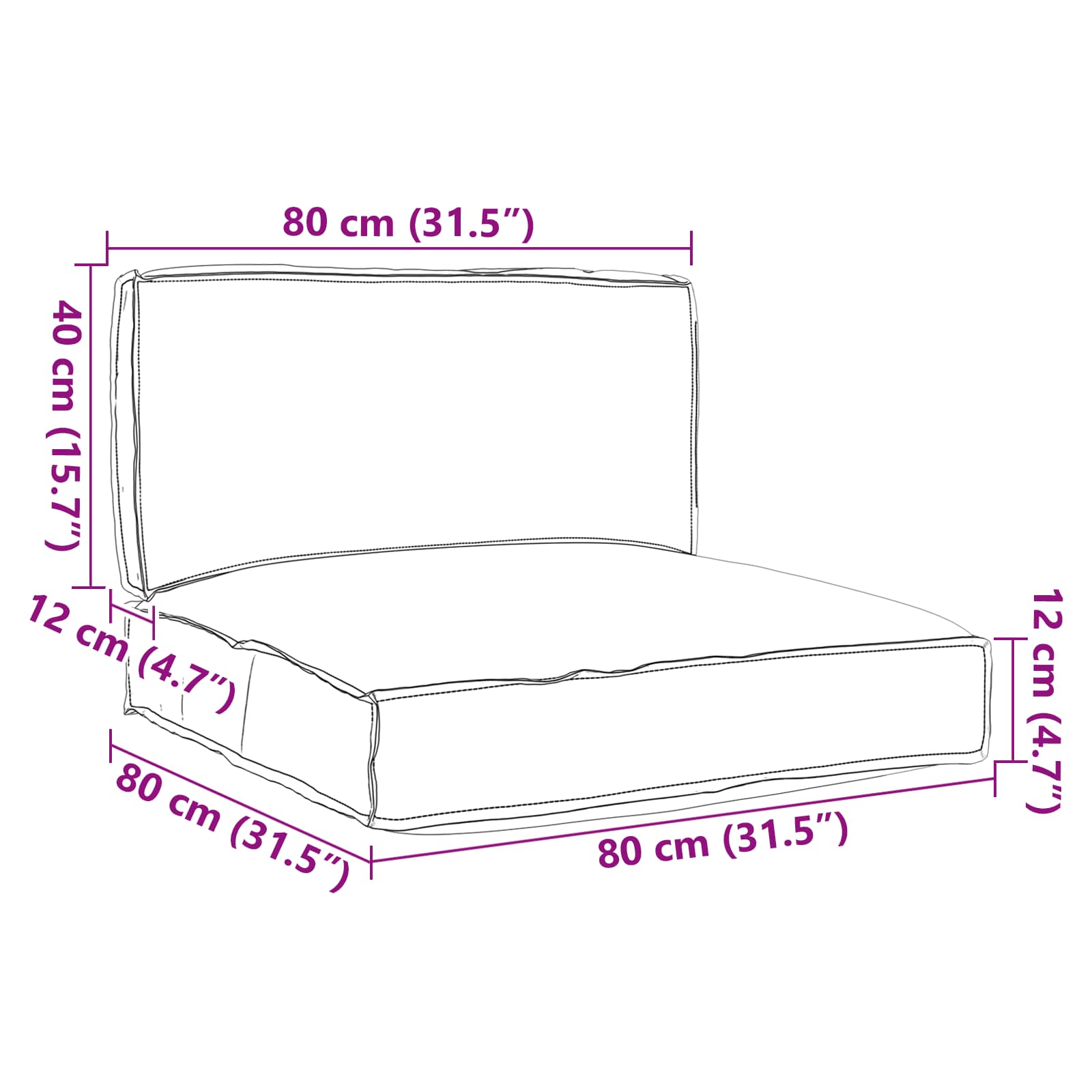Set di Cuscini per Pallet 2 pcs Grigio Tessuto Oxford | homemem39