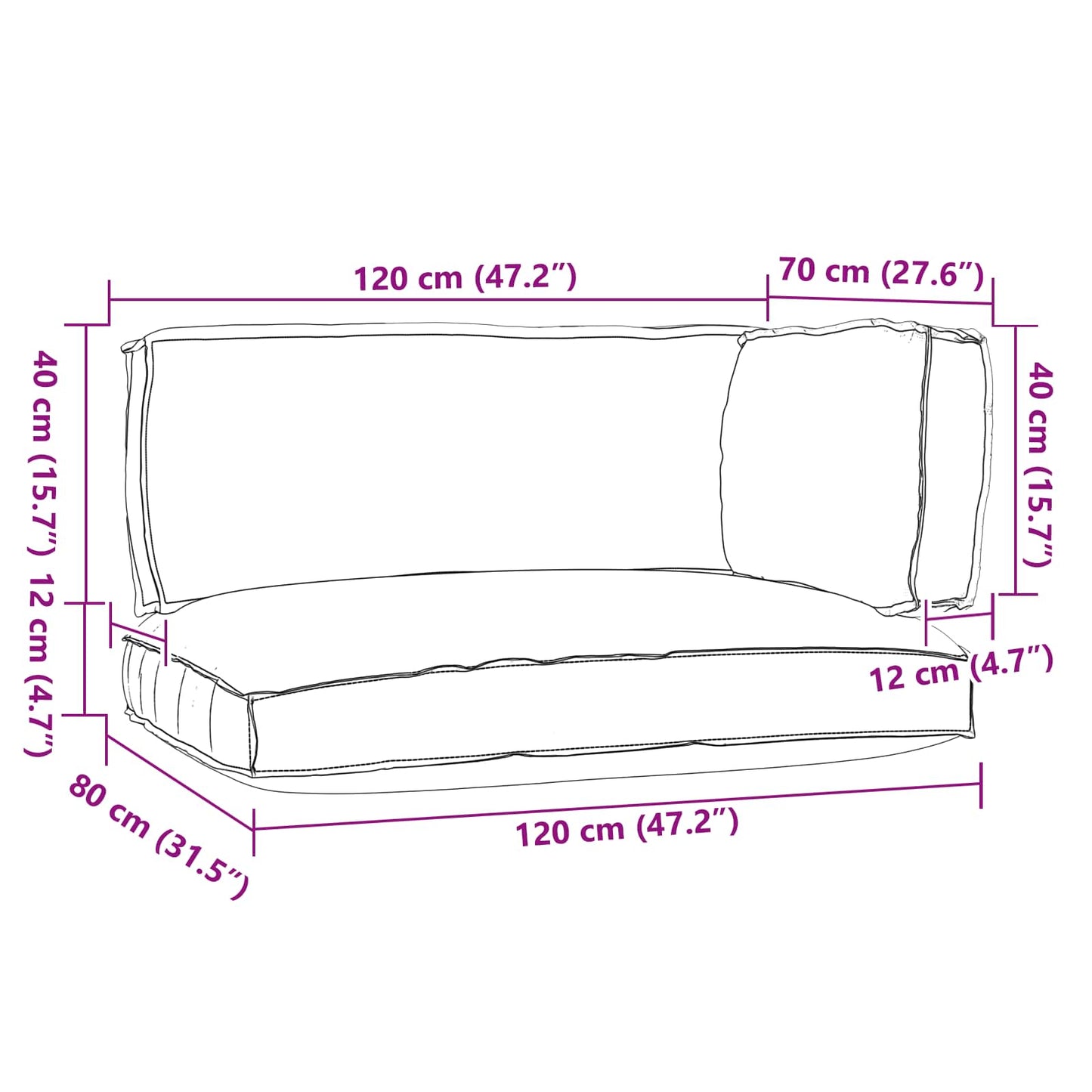 Set di Cuscini per Pallet 3 pcs Antracite Tessuto Oxford | homemem39