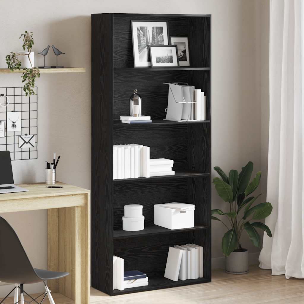 Libreria Rovere Nera 80x30x189 cm in Legno Multistrato