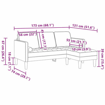 Set di divani Rosso vino 173 x 131 x 67 cm Tessuto