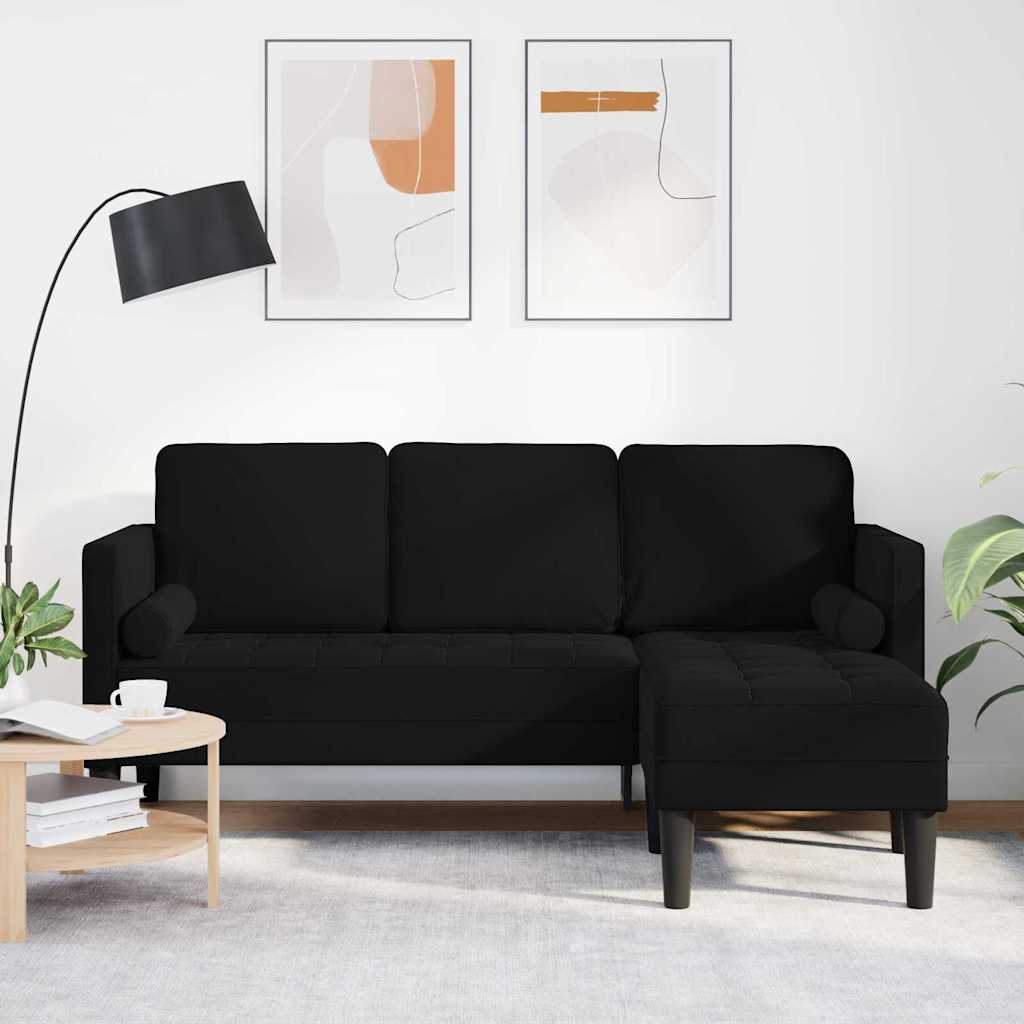 Set di divani con cuscino Nero Poliestere