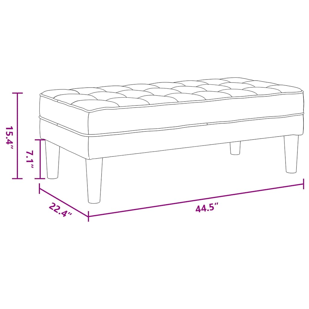 panchina con cuscino Nero 113 x 57 x 39 cm Velluto