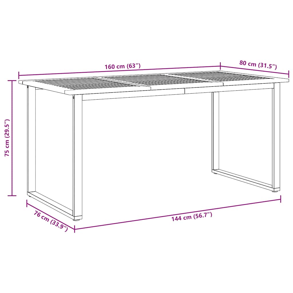 Tavolo da Giardino Grigio 160 x 80 x 75 cm | homemem39