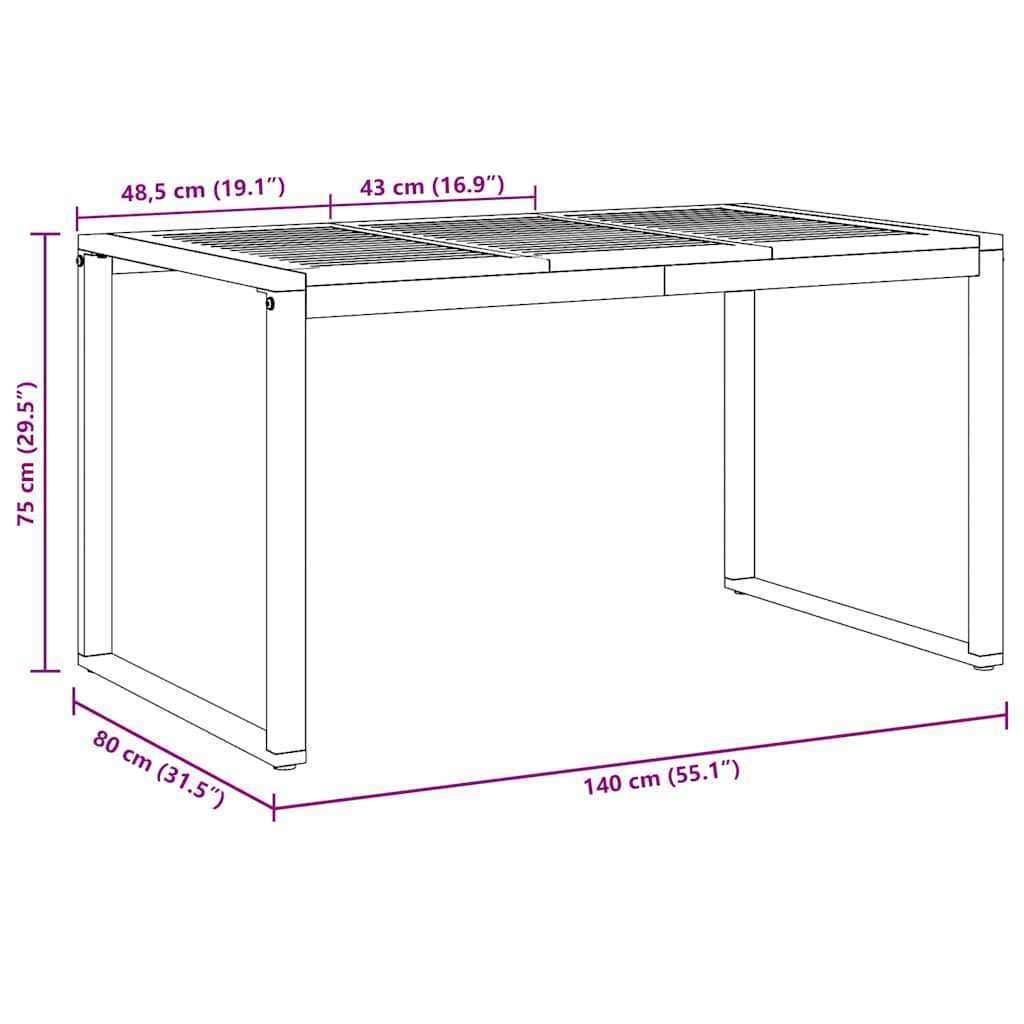 Tavolo da Giardino Grigio 140 x 80 x 75 cm | homemem39
