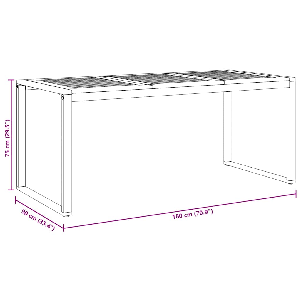 Tavolo da Giardino Grigio 180 x 90 x 75 cm | homemem39