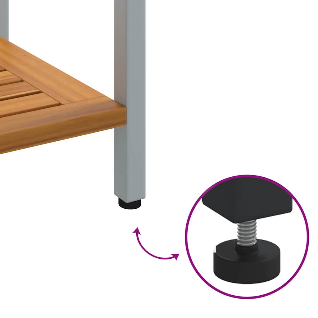 Tavolo da esterno Naturale e Grigio 80 x 35 x 75 cm